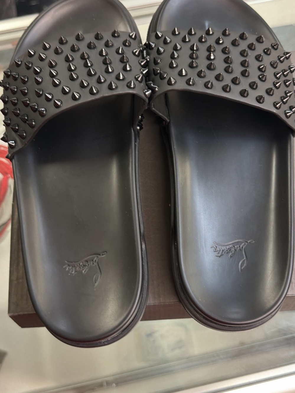 Christian Louboutin Black Studded Men’s Slide Sandals